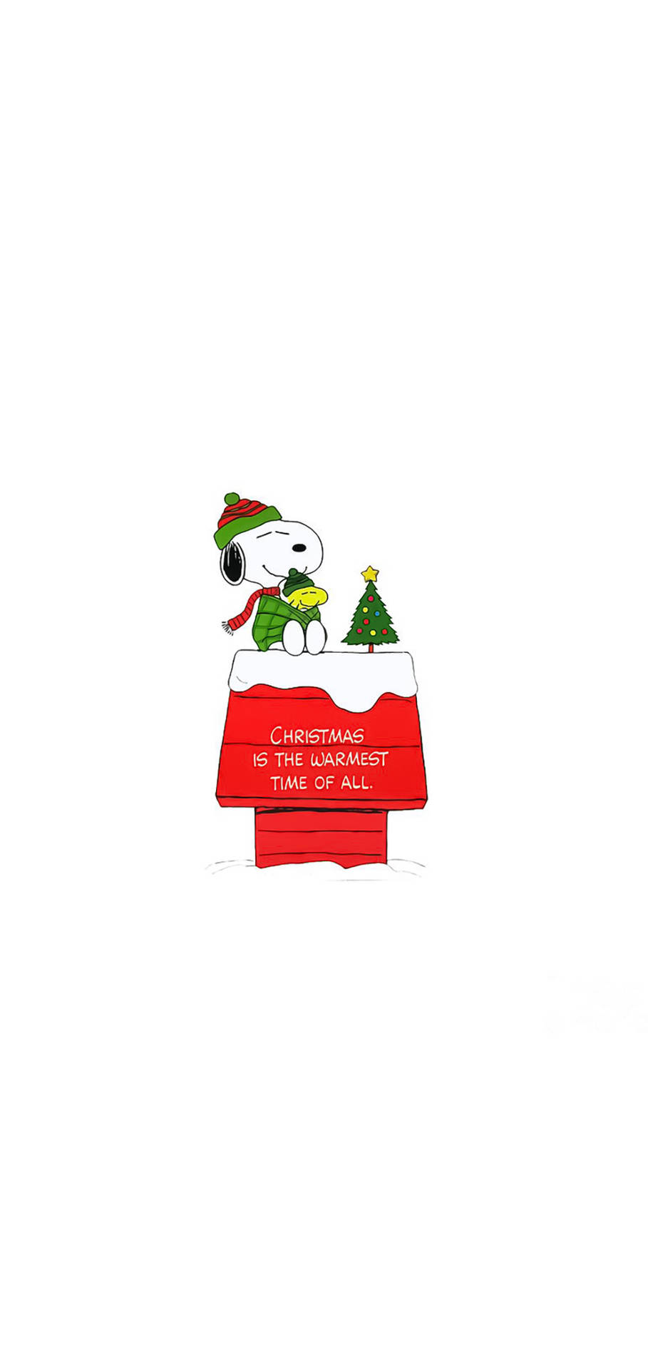 "A festive Snoopy celebrates the holidays with iPhone in hand" Wallpaper