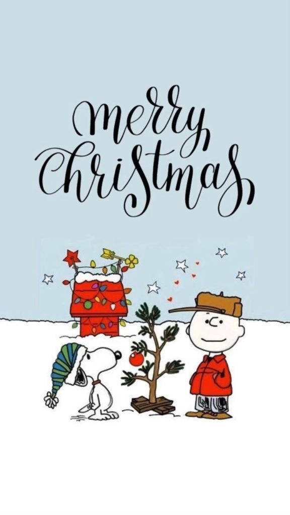 Snoopy Charlie Christmas Greeting Iphone Wallpaper
