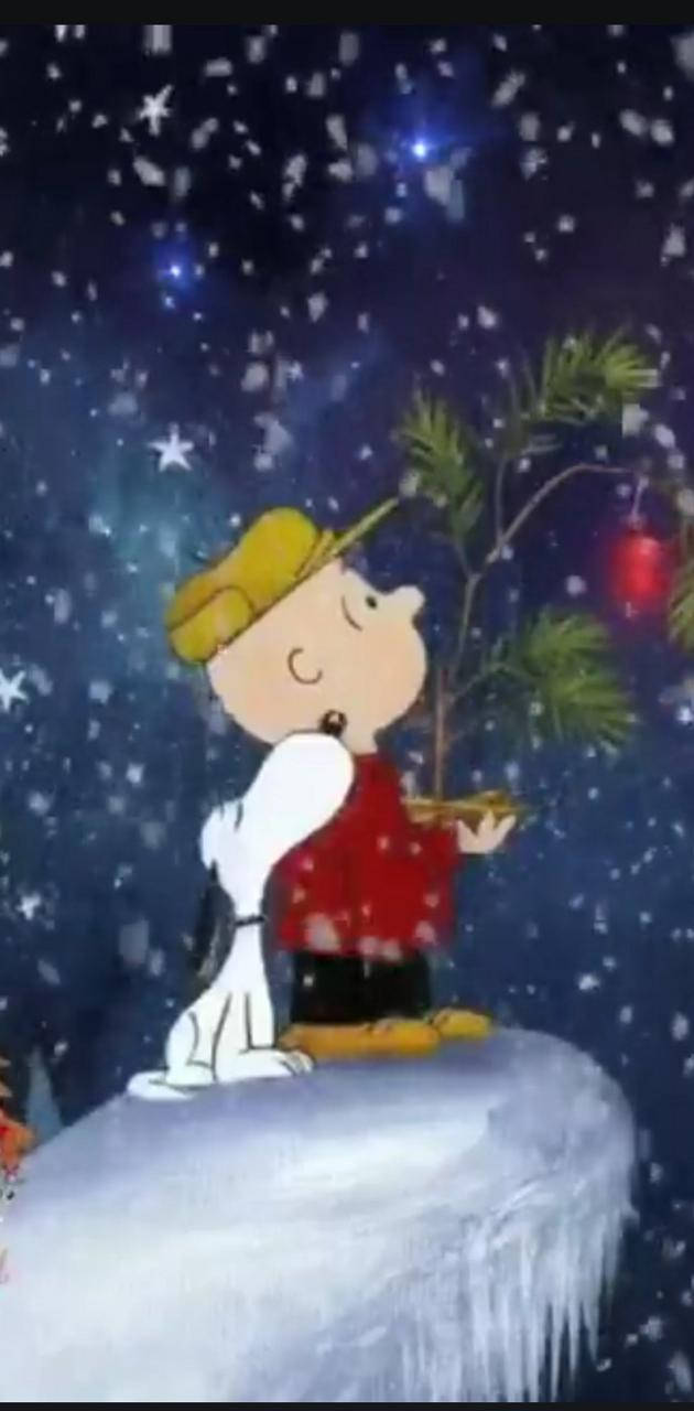 Snoopyche Guarda In Alto Natale Su Iphone Sfondo