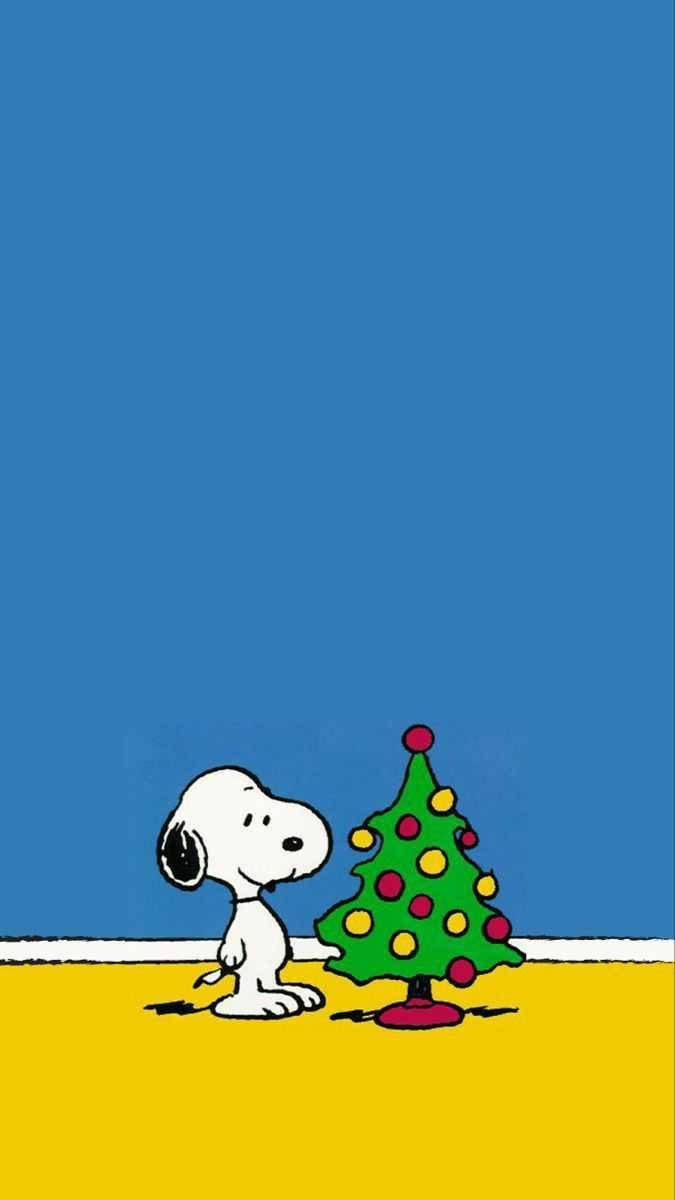 Snoopy Small Christmas Tree Iphone Wallpaper