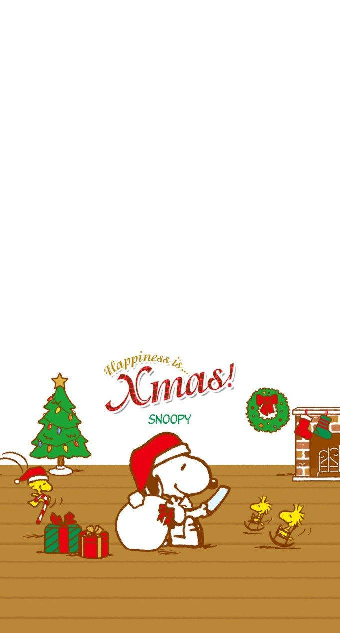 Snoopydentro De Navidad Iphone. Fondo de pantalla