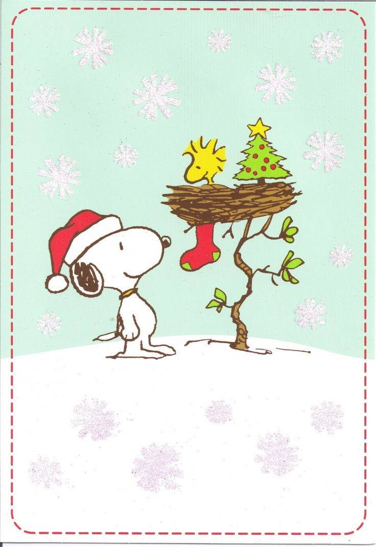 Snoopy On Nest Christmas Iphone Wallpaper