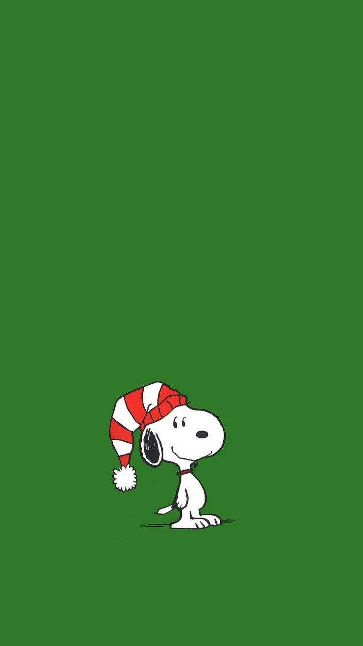 Snoopy Christmas Green Aesthetic Iphone Wallpaper