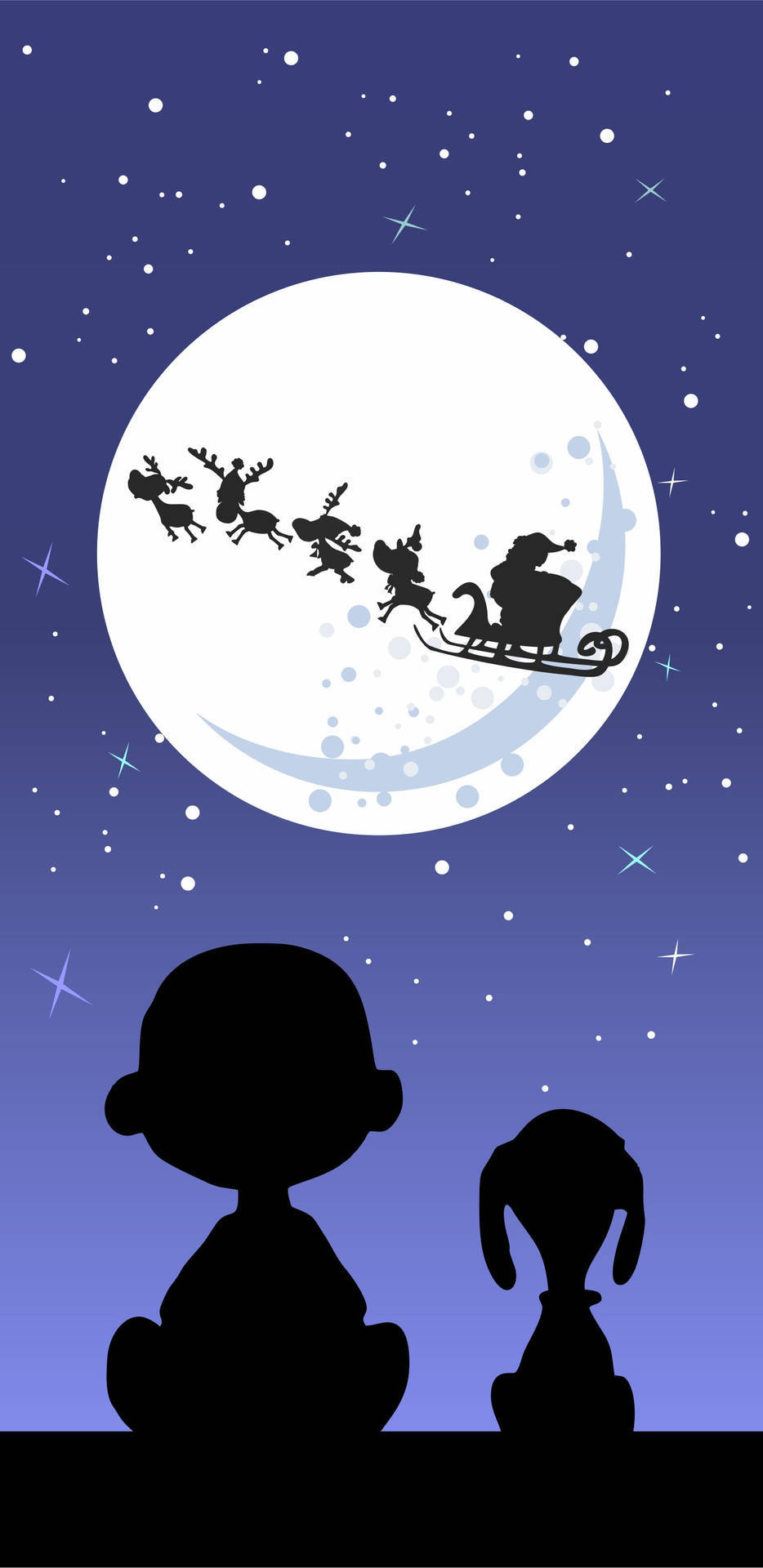 Snoopy Charlie Christmas Silhouette Iphone Wallpaper