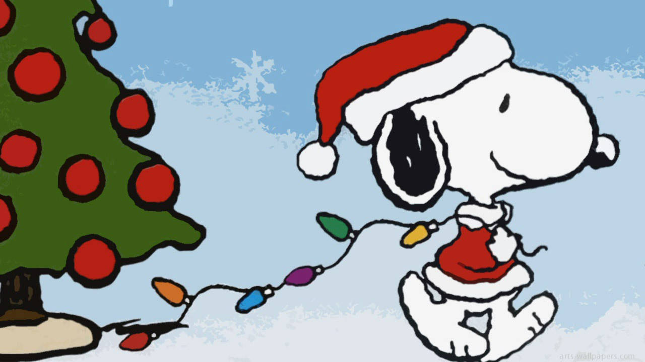 Snoopy Luci Di Natale Sfondo