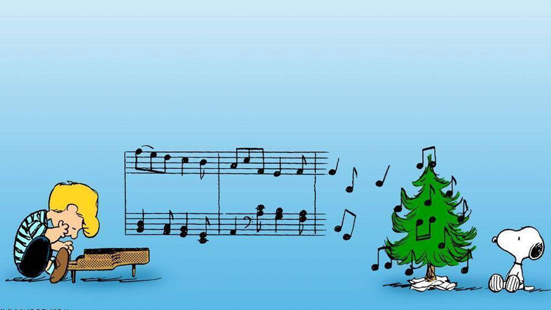 Brug som en dansk taler. Musikalske noter af Snoopy-jul. Wallpaper