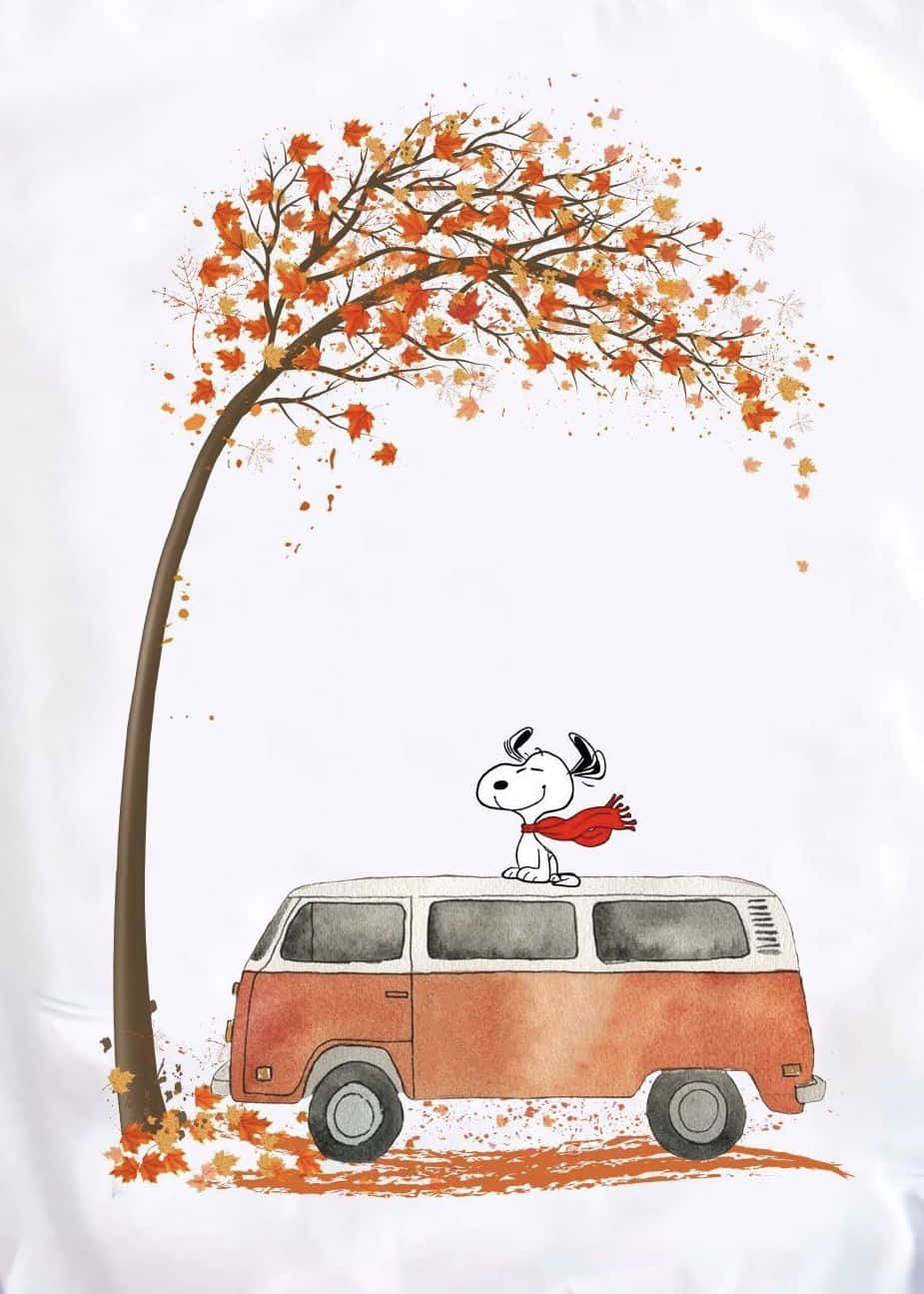Snoopy takes a playful fall Wallpaper