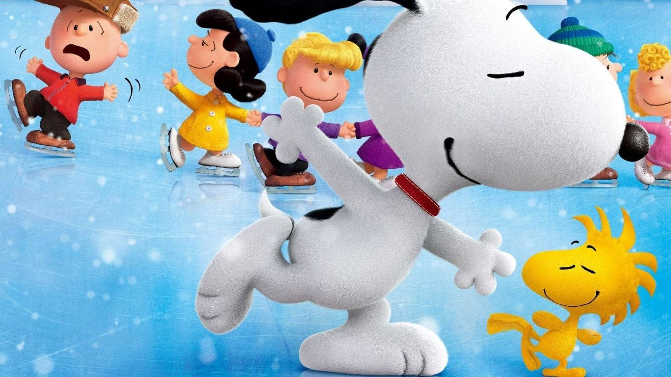 The Snoopy Gang Enjoying an Ice Skating Adventure Wallpaper