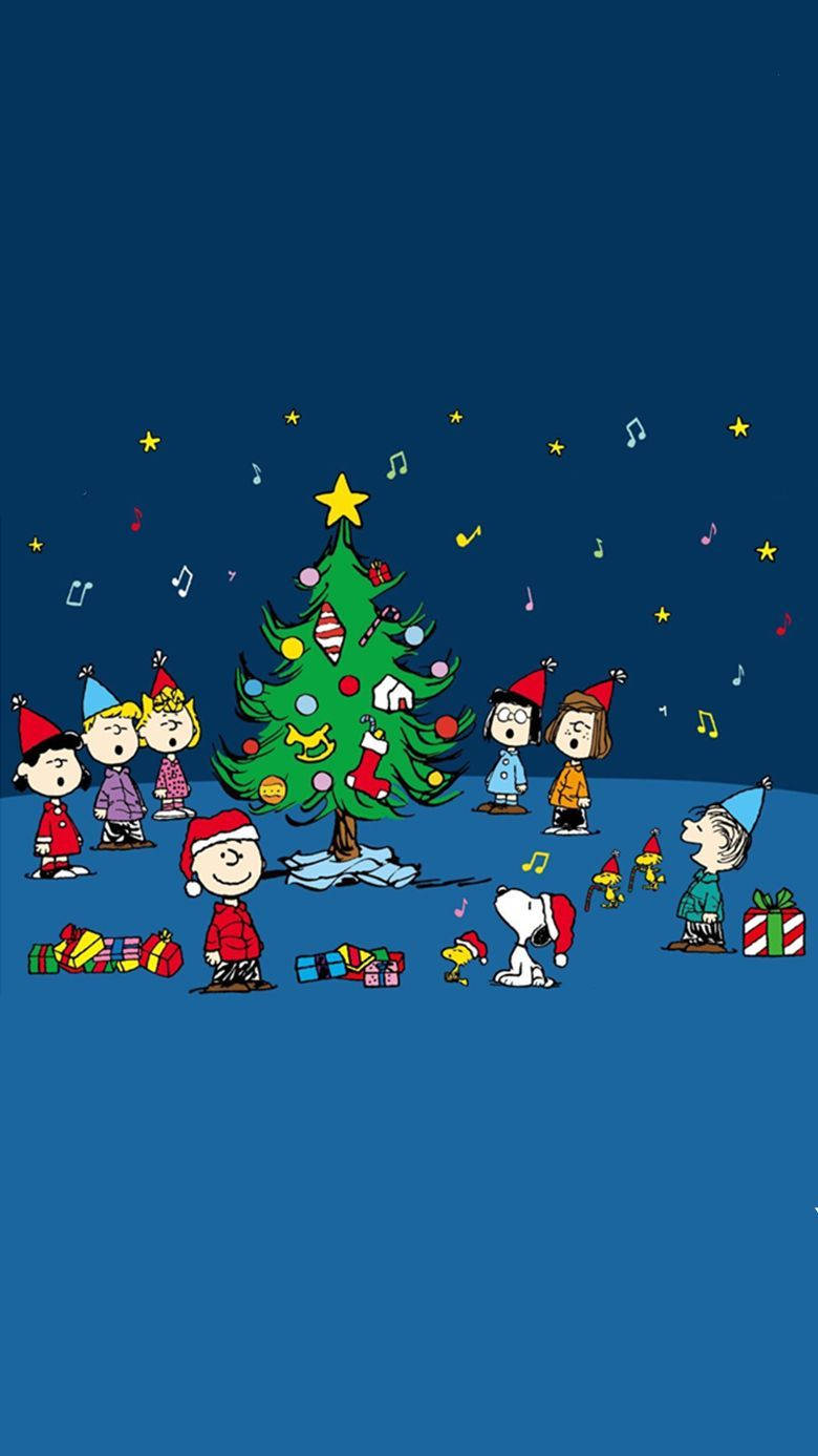 The Peanuts gang celebrating Christmas! Wallpaper
