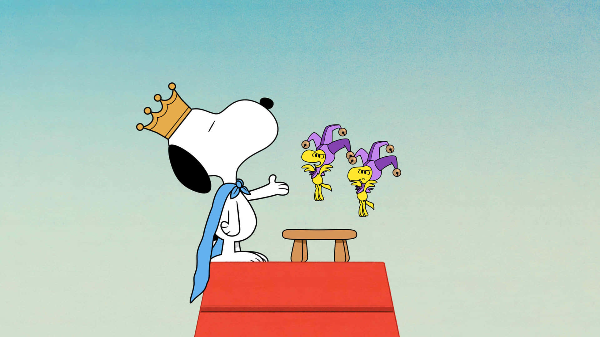 Snoopy Koning En Woodstock Nar Achtergrond