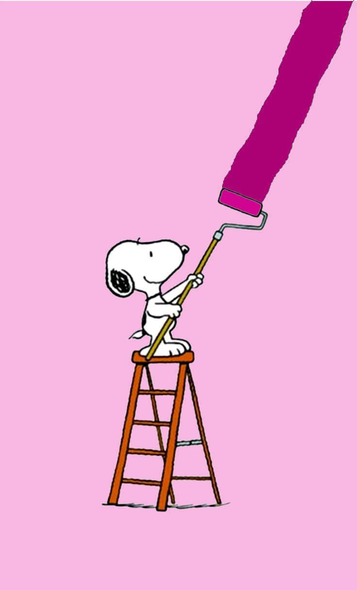 Snoopy Painting Pink Background Wallpaper