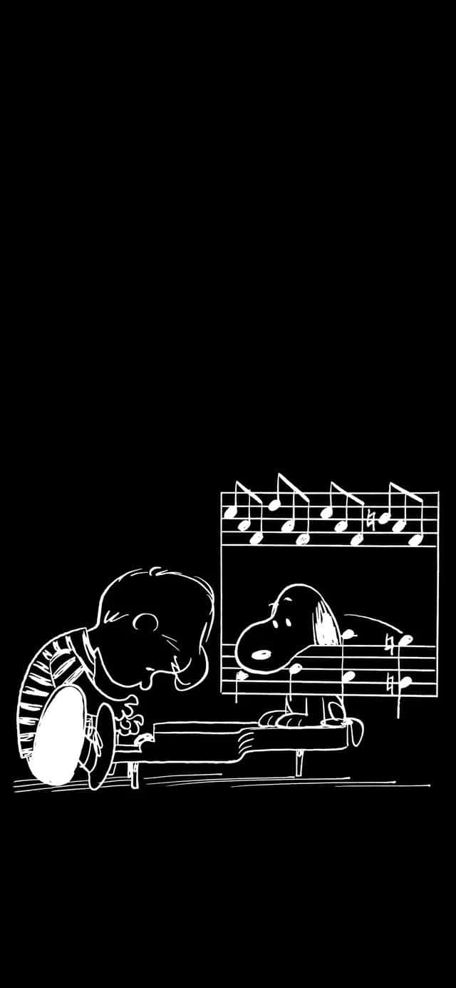 Snoopy Piano Musical Notei Phone Wallpaper Wallpaper