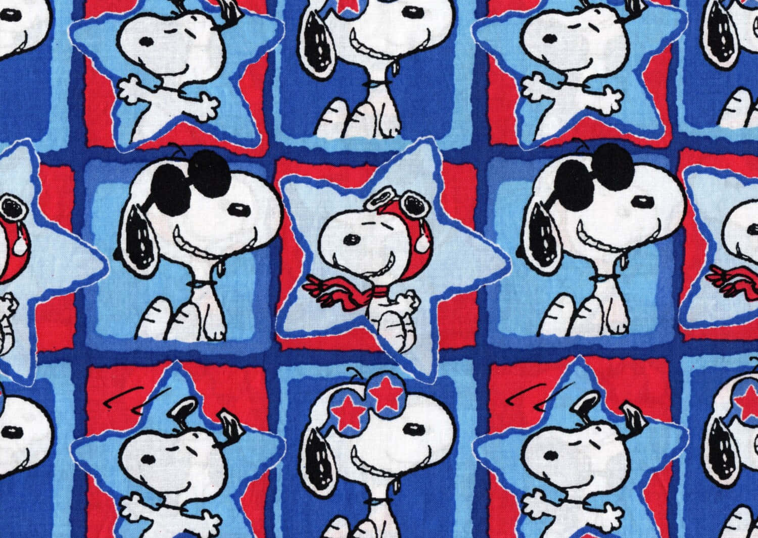 Snoopy Fabric With Stars And Stars On It