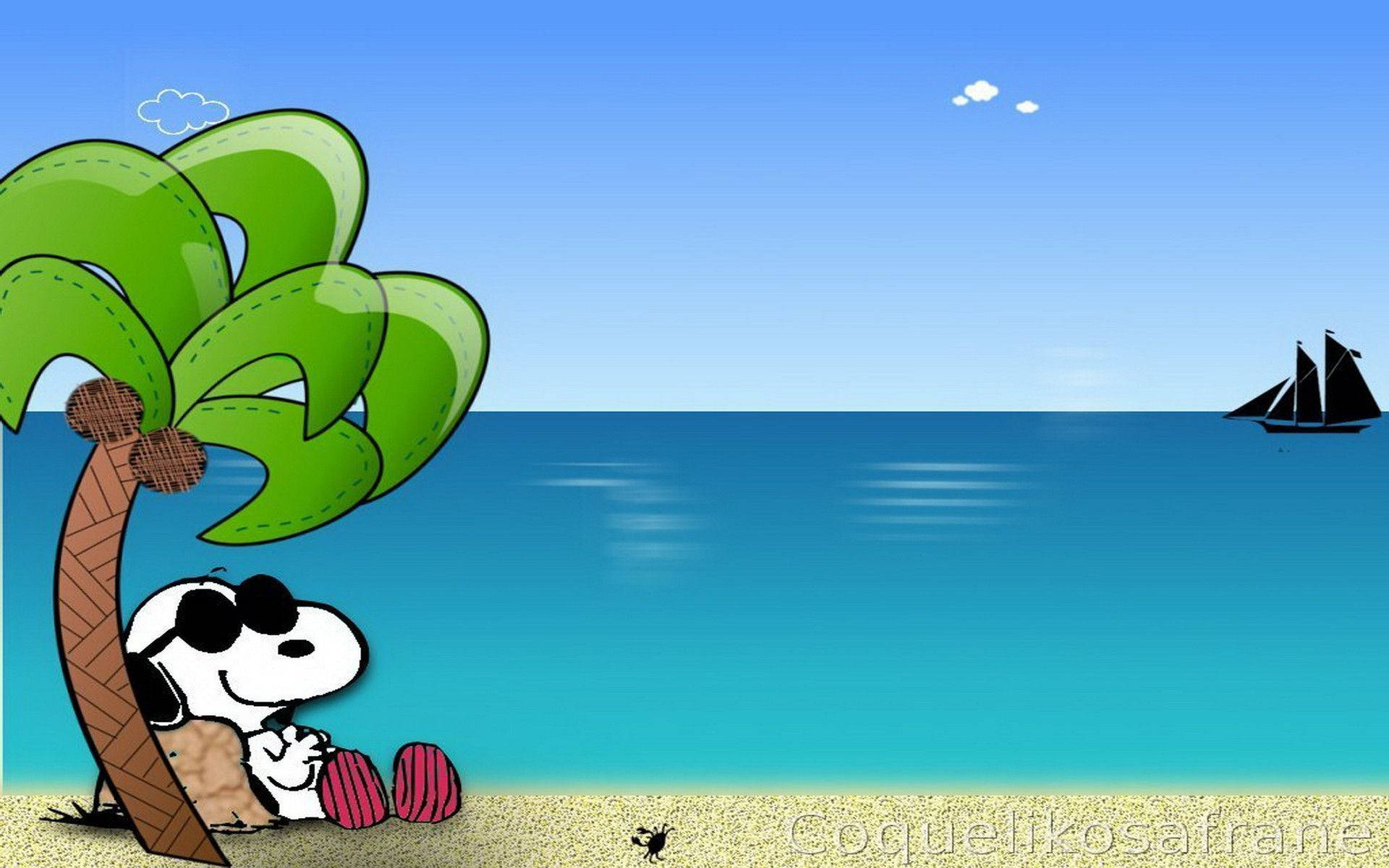 Snoopy Relaxing On Beach