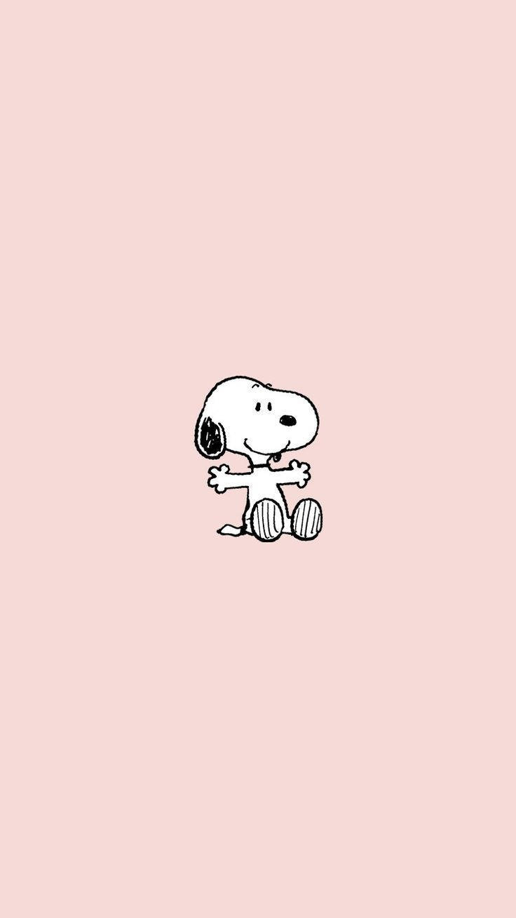 Snoopy Sitting Pink Background