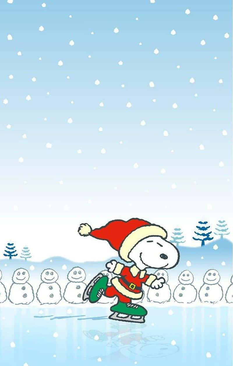 Snoopy Skating Winter Wonderland Wallpaper