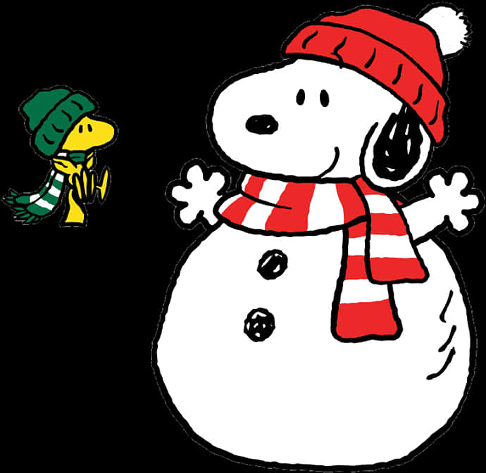 Snoopy Snowman Winter Fun PNG