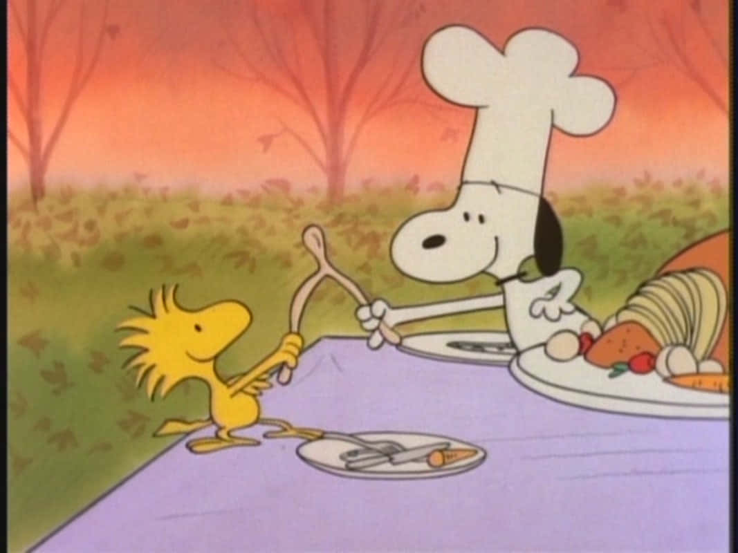Celebrating Thanksgiving with Snoopy Wallpaper