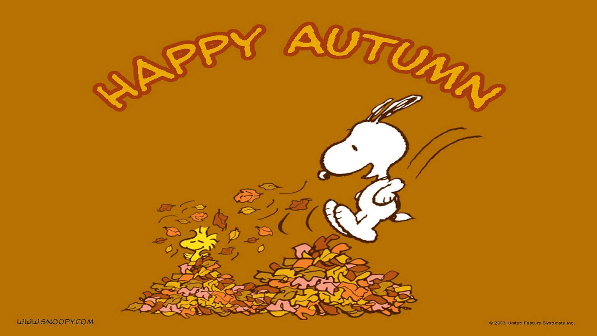 Snoopyfeiert Thanksgiving Mit Einem Herzlichen Dankbarkeitsgefühl Auf Einer Computer- Oder Handy-hintergrundbild. Wallpaper