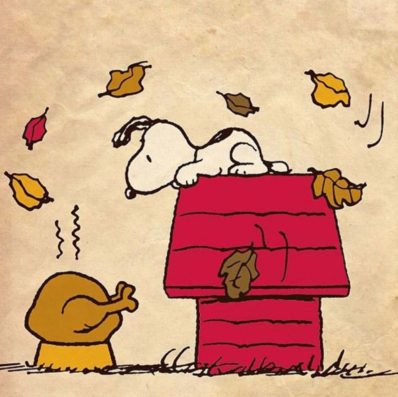 Thanksgivingmit Snoopy Und Woodstock Feiern. Wallpaper