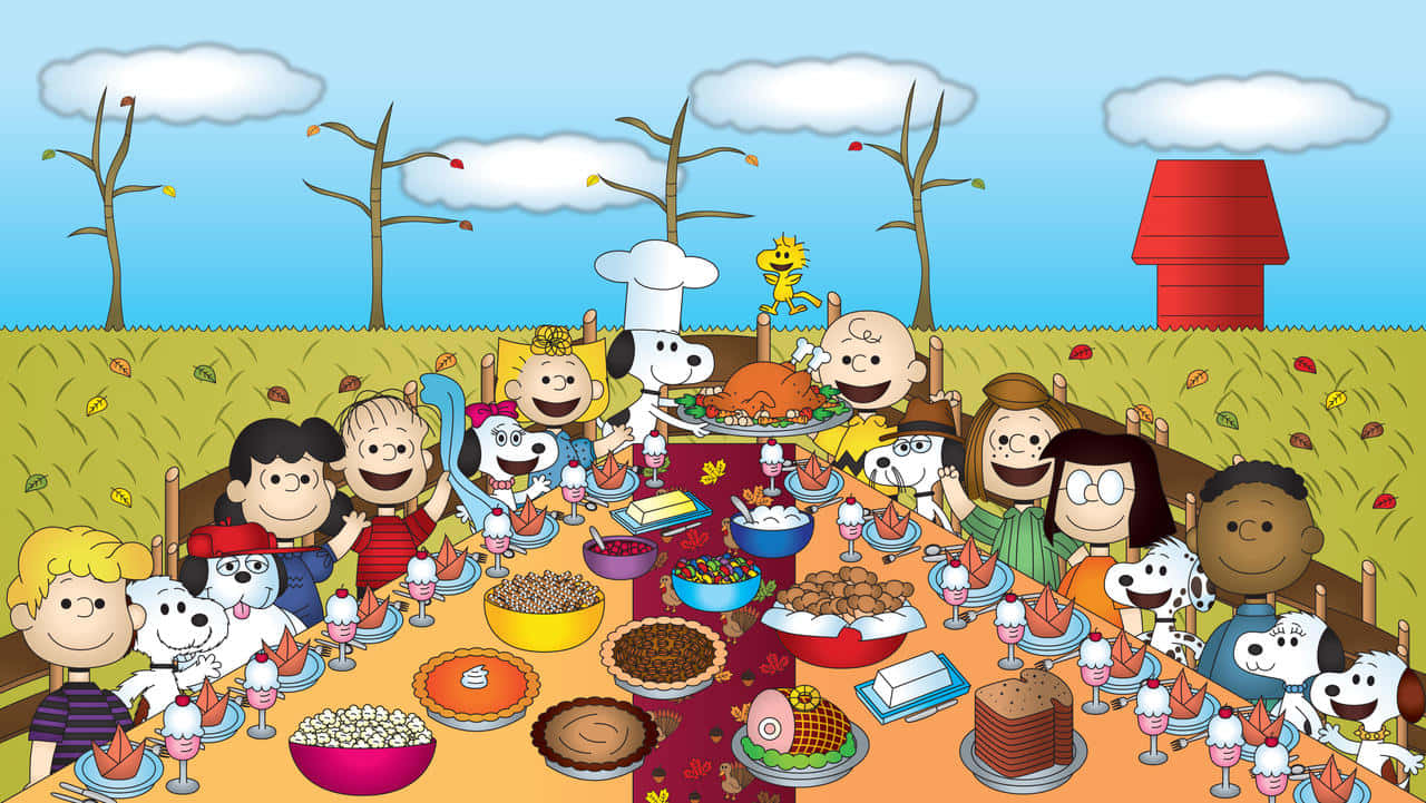 "Snoopy enjoys a delicious Thanksgiving feast!" Wallpaper