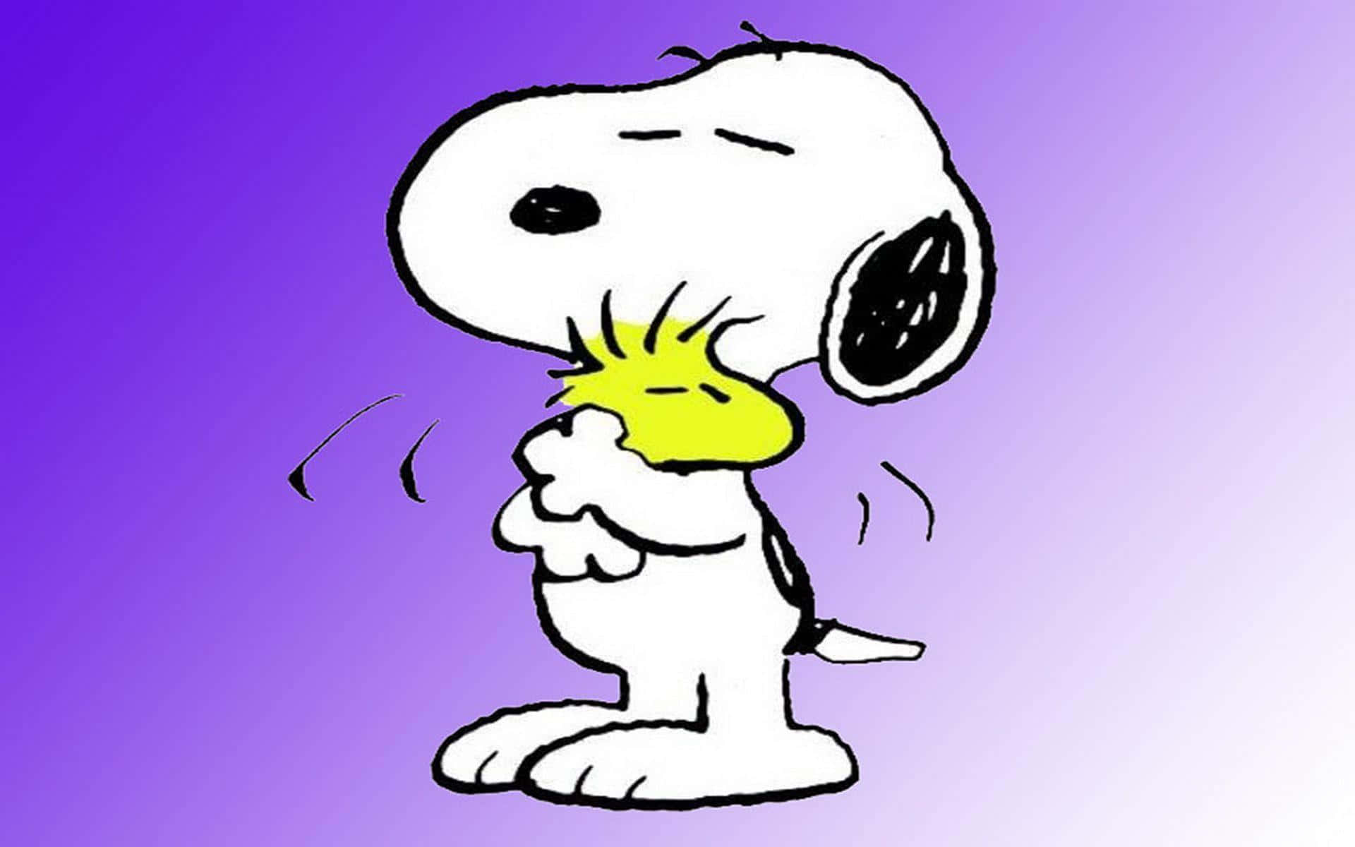 Snoopy Thinking Purple Background Wallpaper