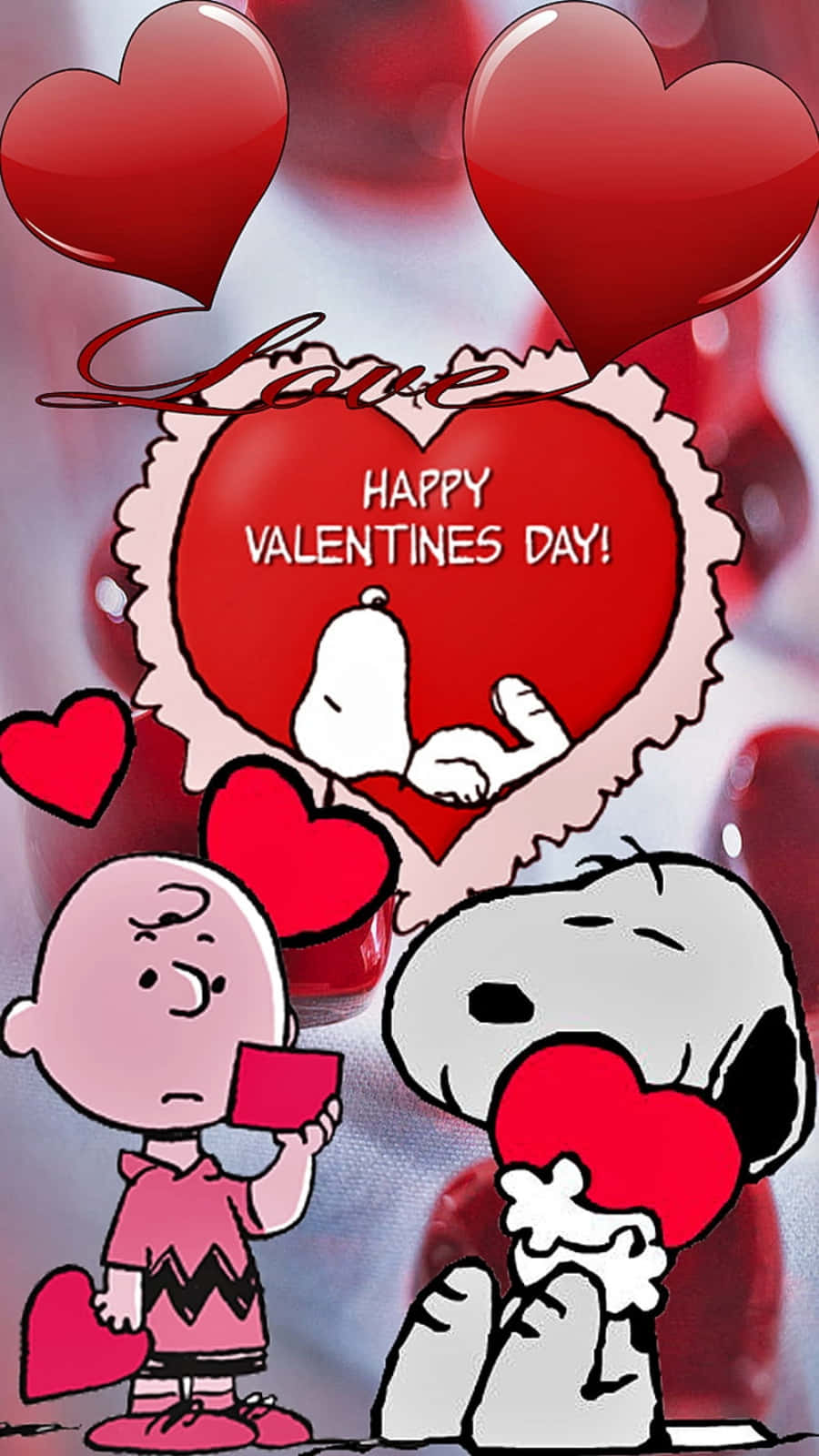 Snoopyesprime Il Suo Amore Per Il Giorno Di San Valentino. Sfondo
