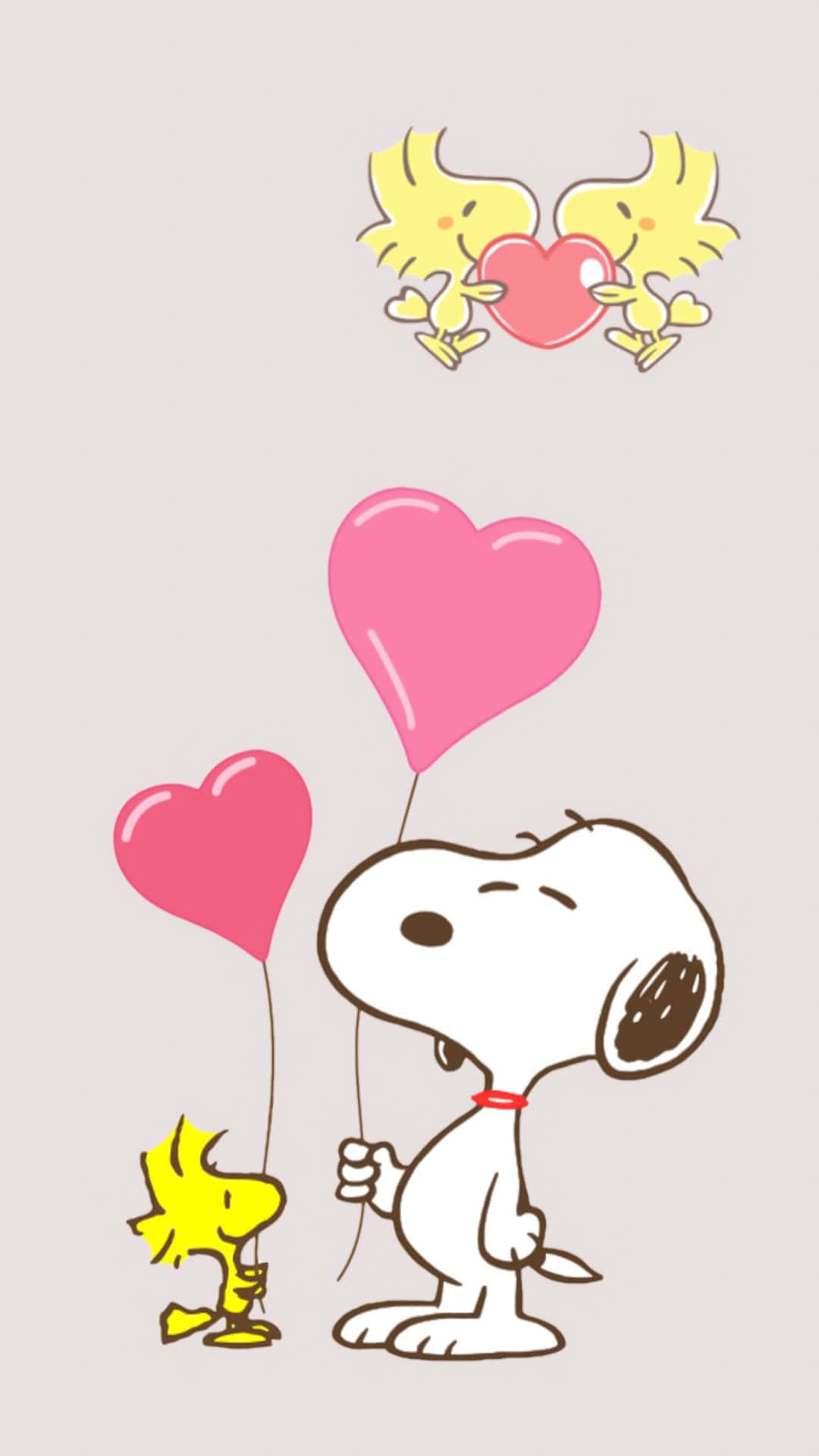 Snoopy og en fugl der holder balloner Wallpaper