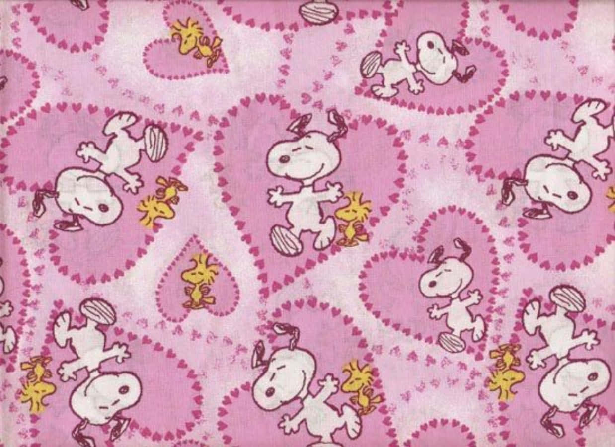 Woodstocke Snoopy San Valentino Cuori Rosa Sfondo