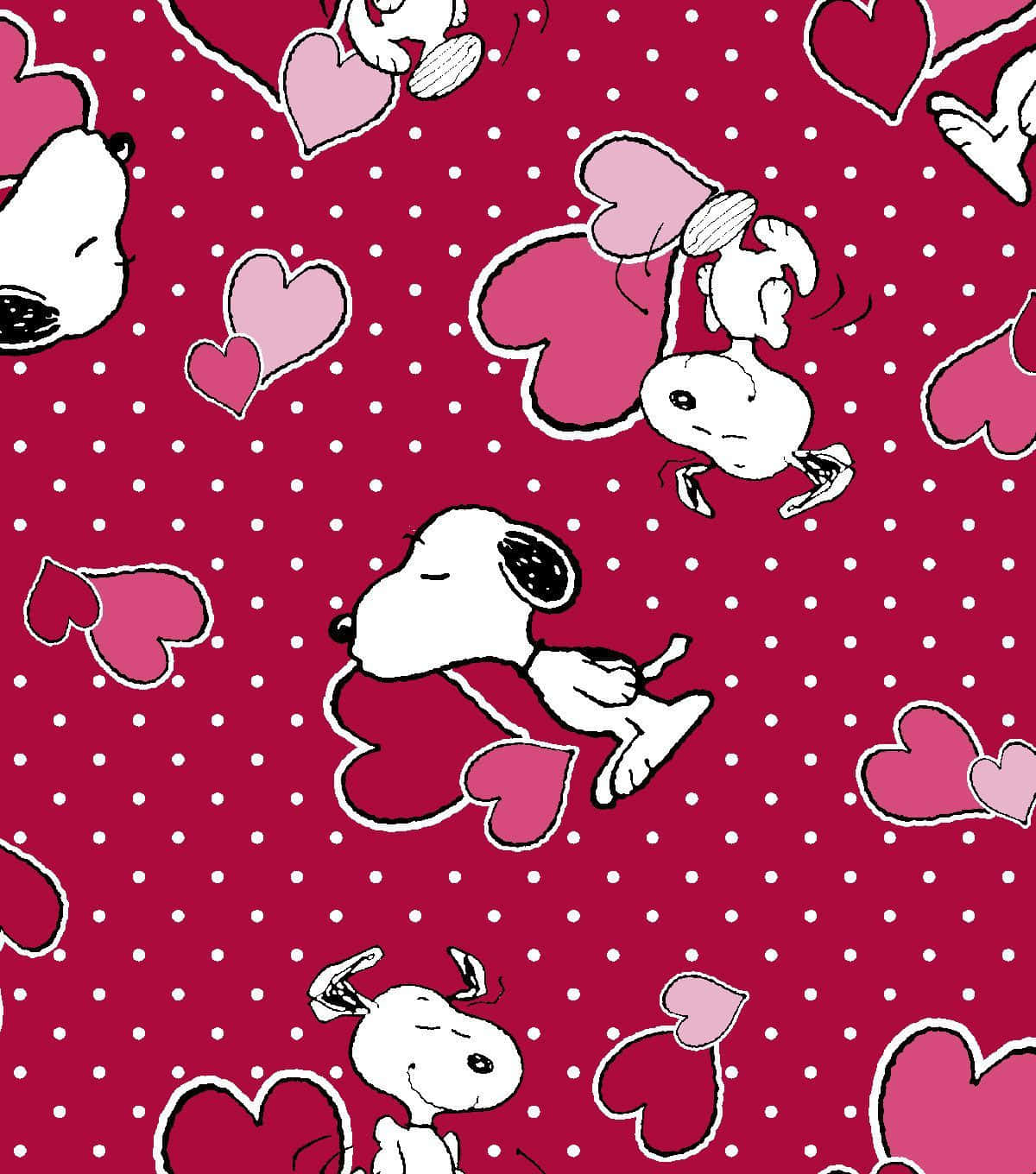 Snoopyund Herzen Auf Rotem Hintergrund Wallpaper