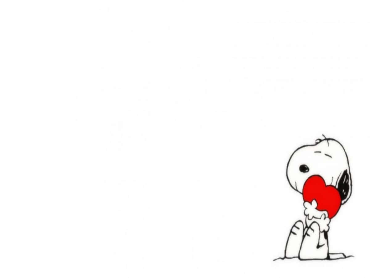 Snoopy Valentine krammer et rødt hjerte tapet Wallpaper