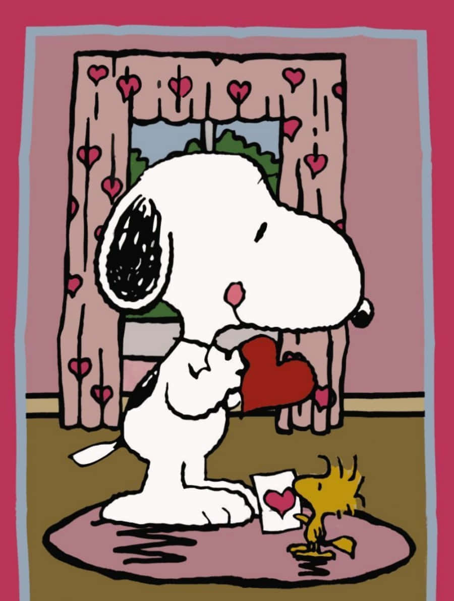 Corazonesde San Valentín De Woodstock Y Snoopy Fondo de pantalla