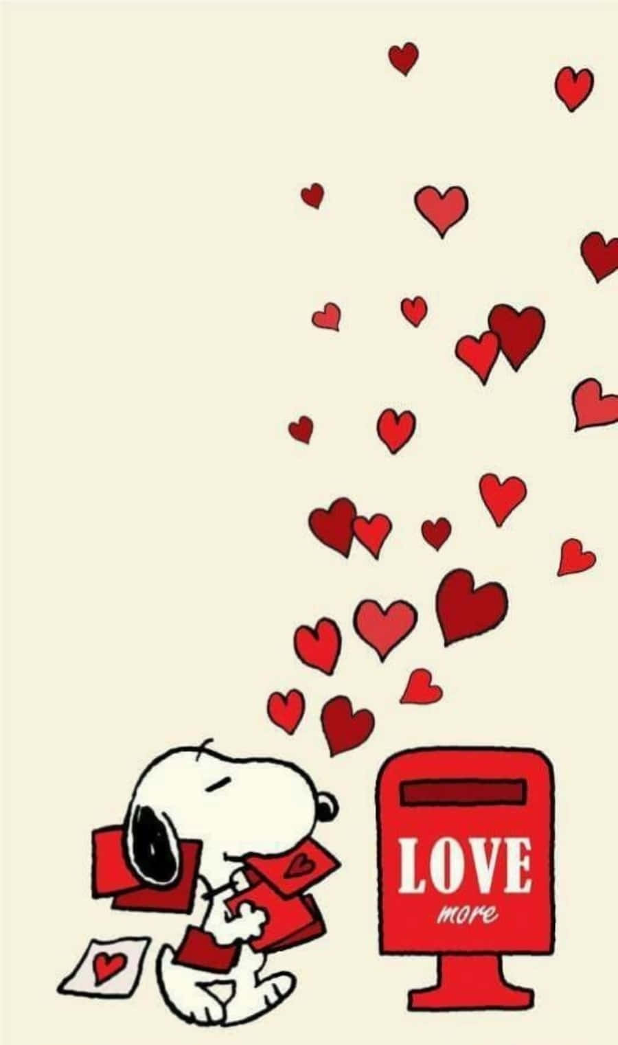 Snoopy Valentinspostkasser og hjerter mønster baggrund. Wallpaper