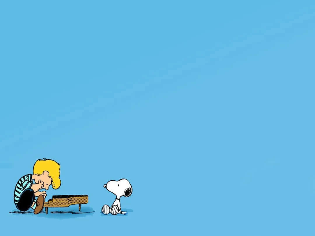 Snoopyand Charlie Brown Blue Background Wallpaper