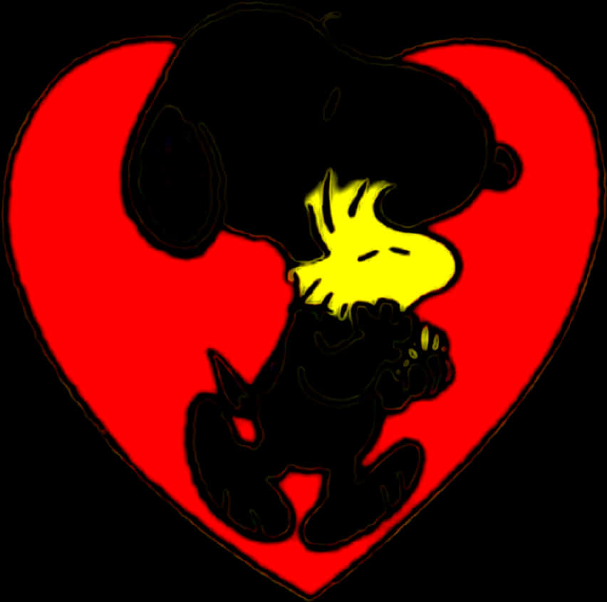 Snoopyand Woodstock Heart Hug PNG