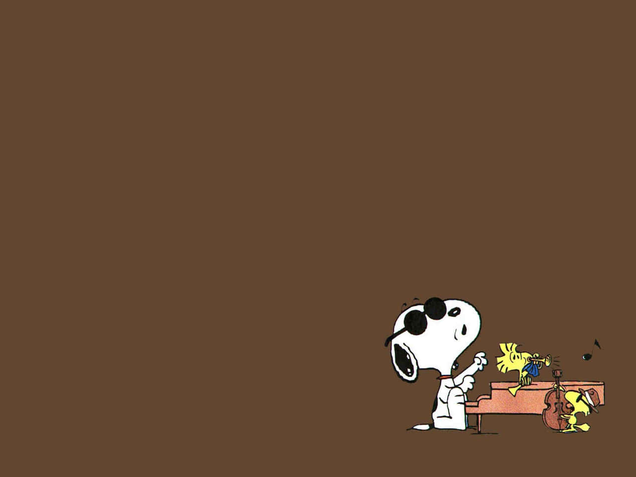 Snoopy En Woodstock Muzieksessie Achtergrond