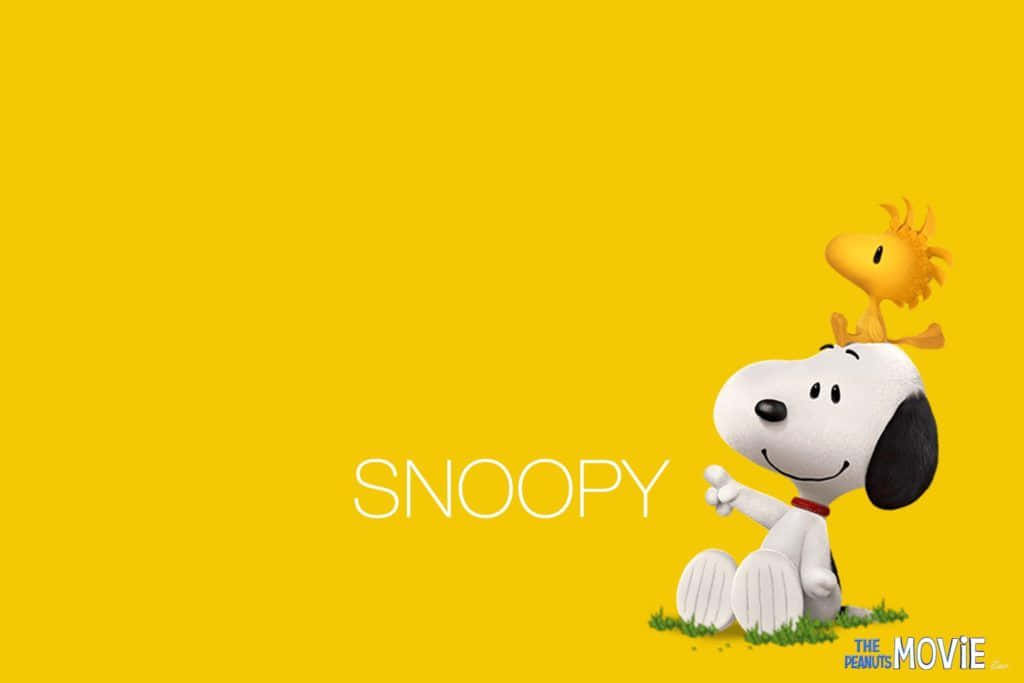 Snoopyand Woodstock Yellow Background Wallpaper