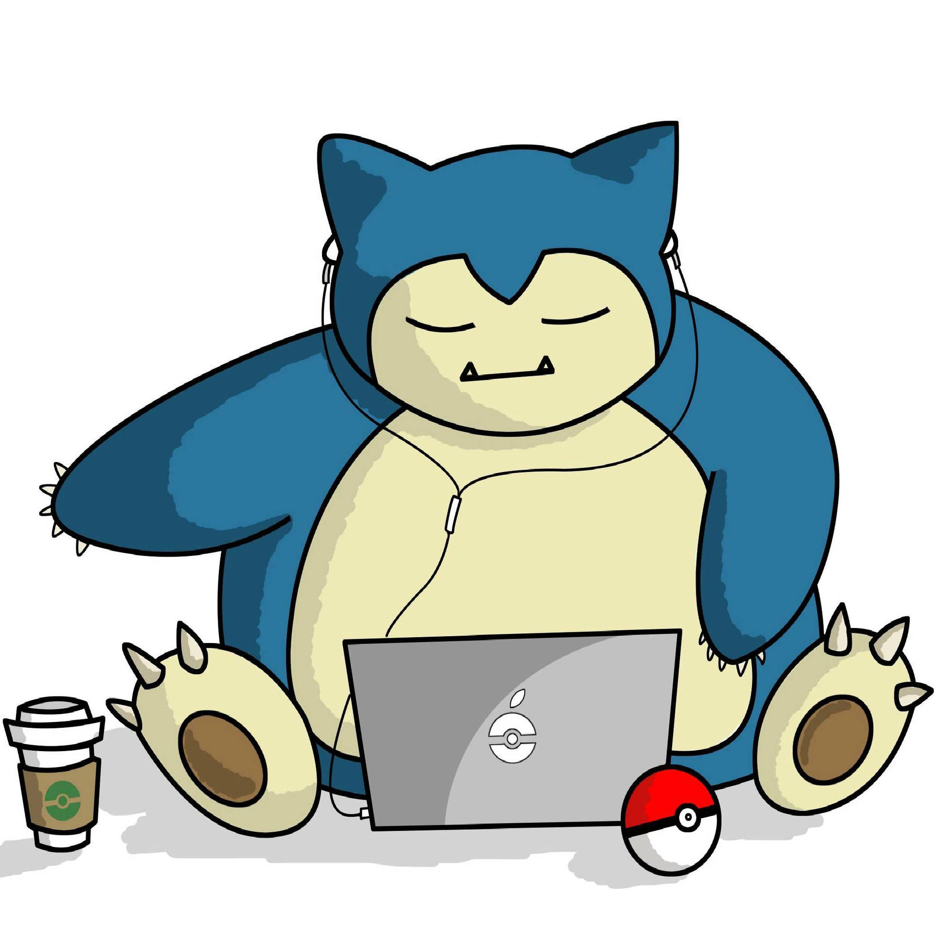 Snorlax Chilling With Coffee
