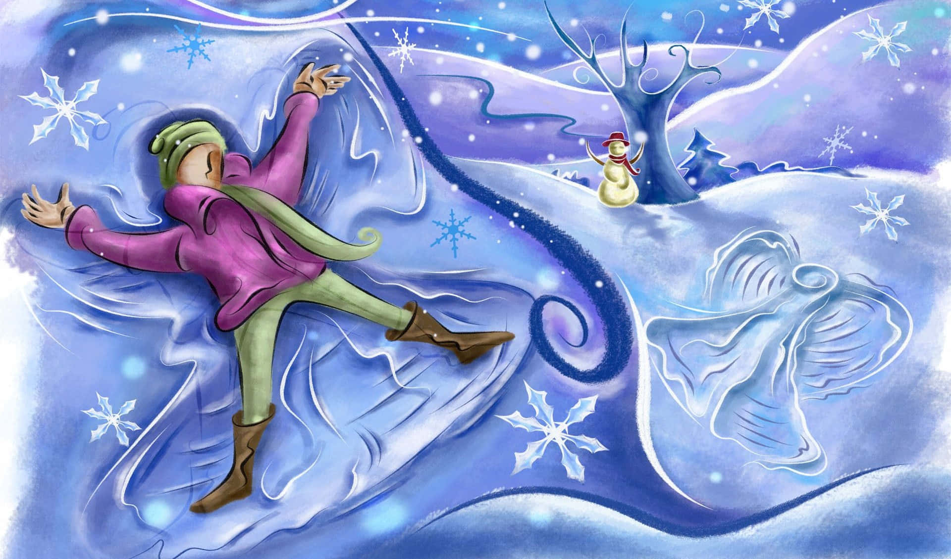 Tranquil Winter Vibe - Snow Angel Wallpaper