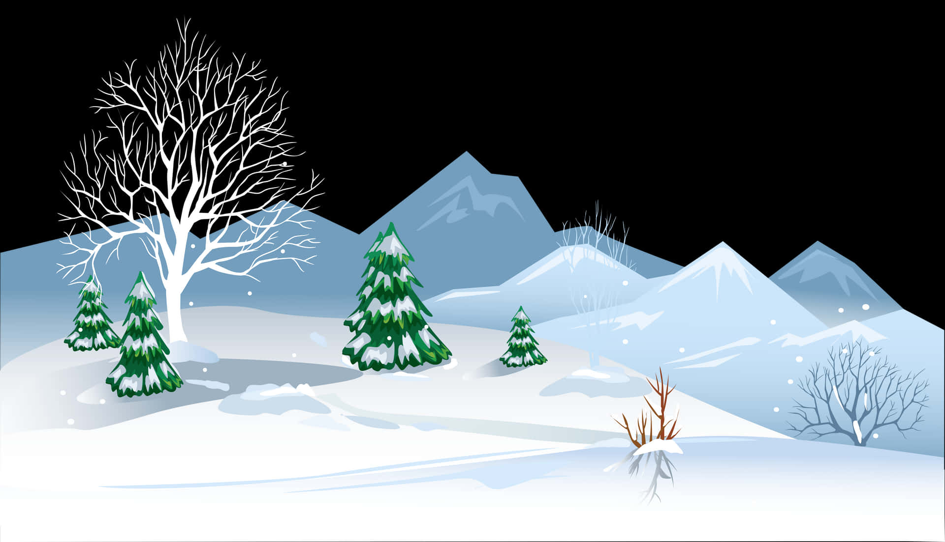 Christmas Trees With Snow Background