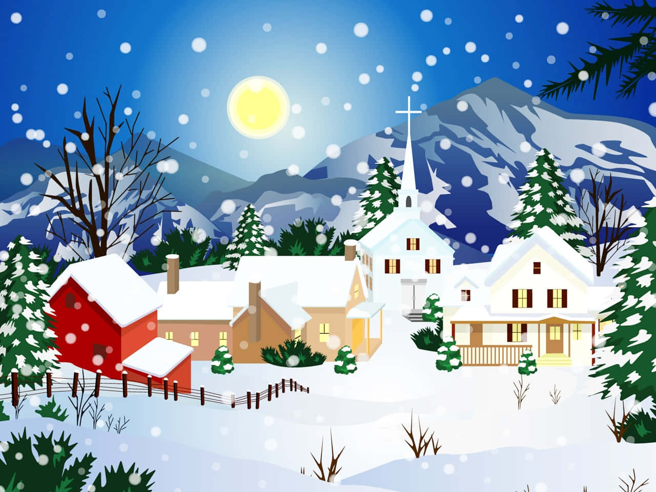 Little Town Snow Christmas Background