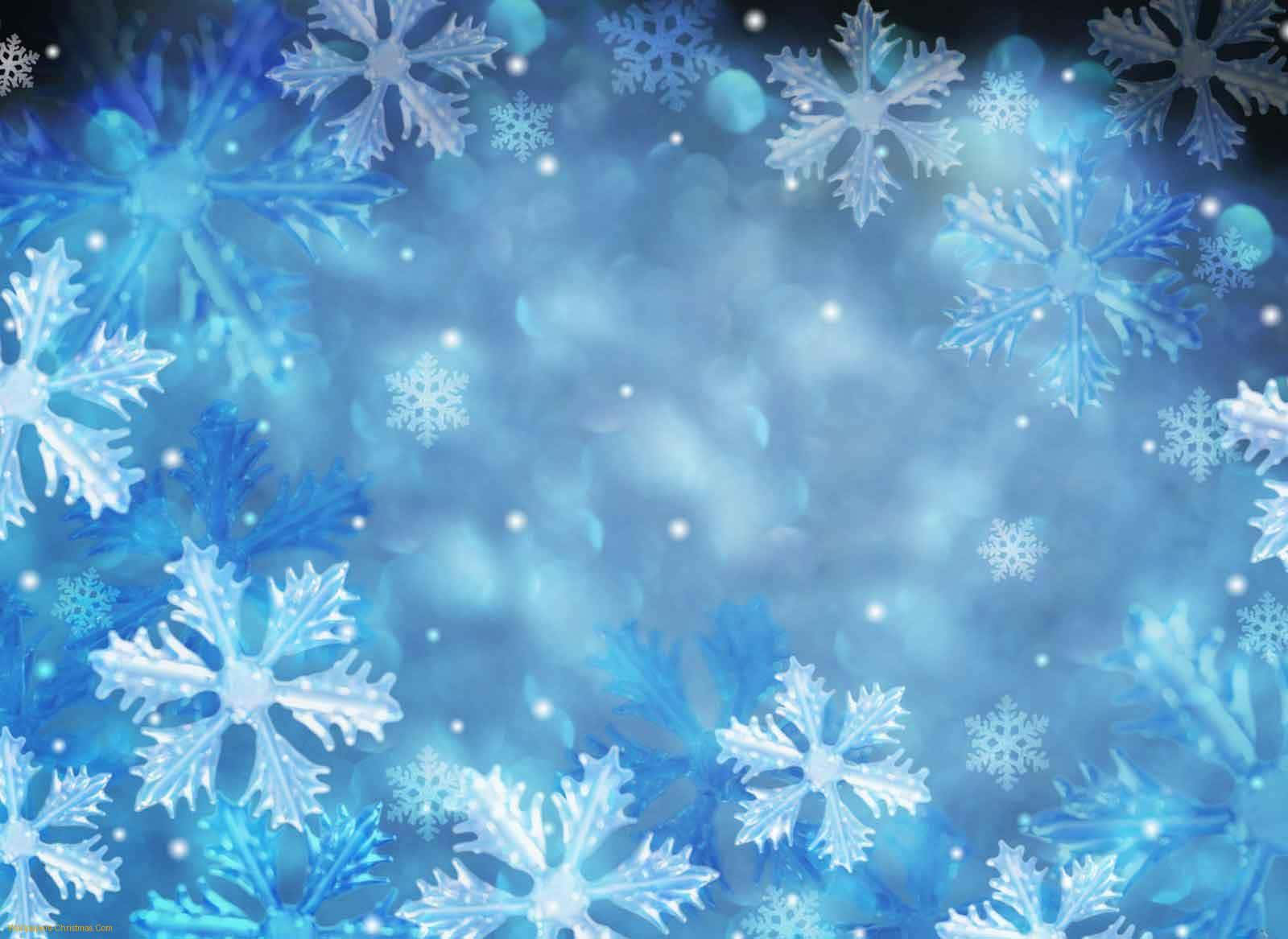 Fondode Pantalla Bokeh En Azul Con Nieve En Navidad.