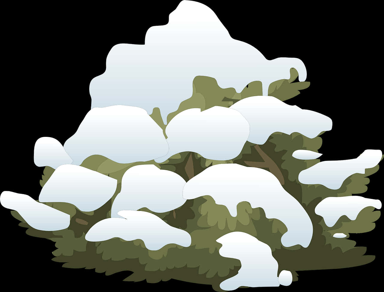 Snow Covered Bush Vector PNG