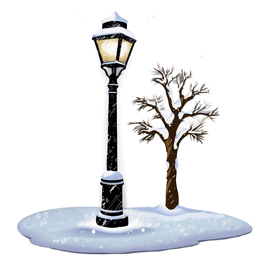 Snow-covered City Lamp Post Png Vdk PNG