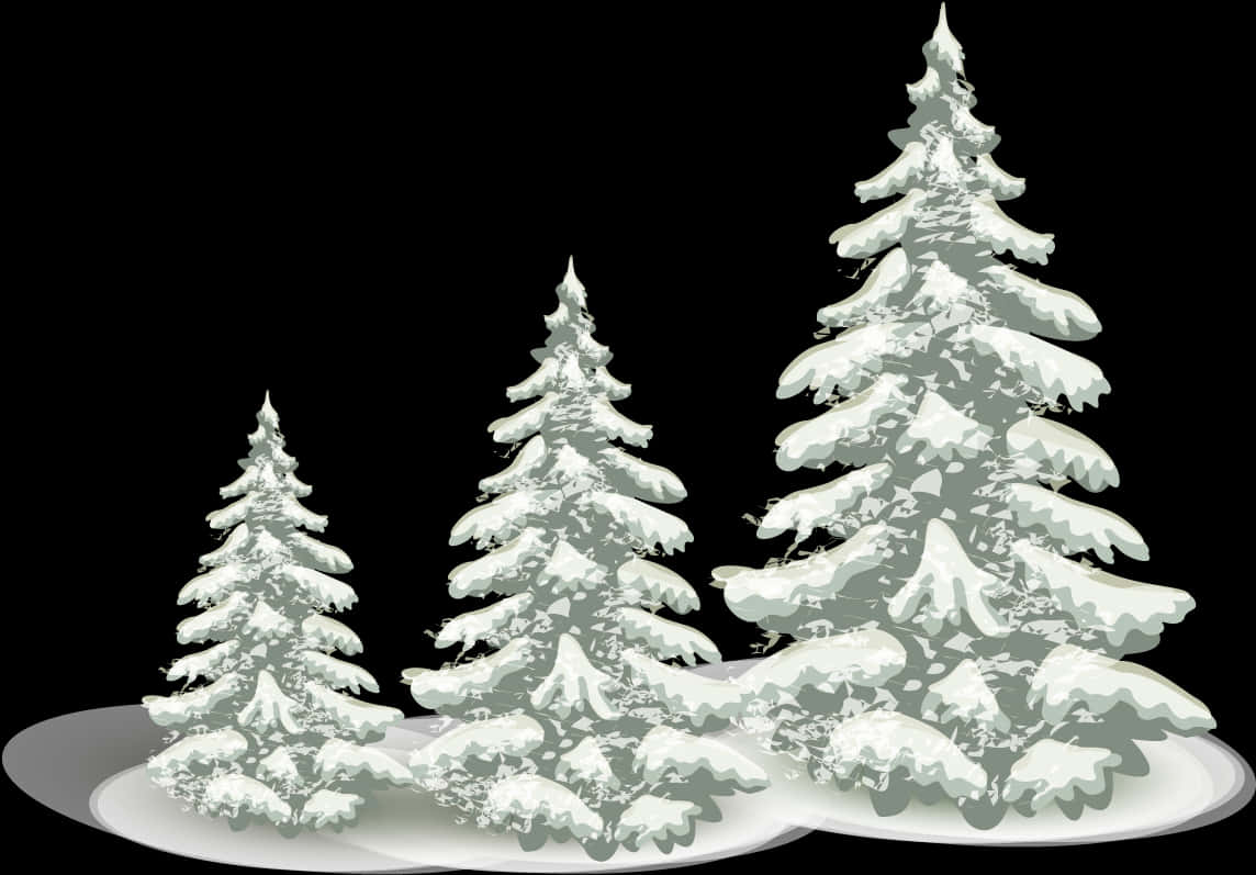 Snow Covered Pine Trees Illustration PNG