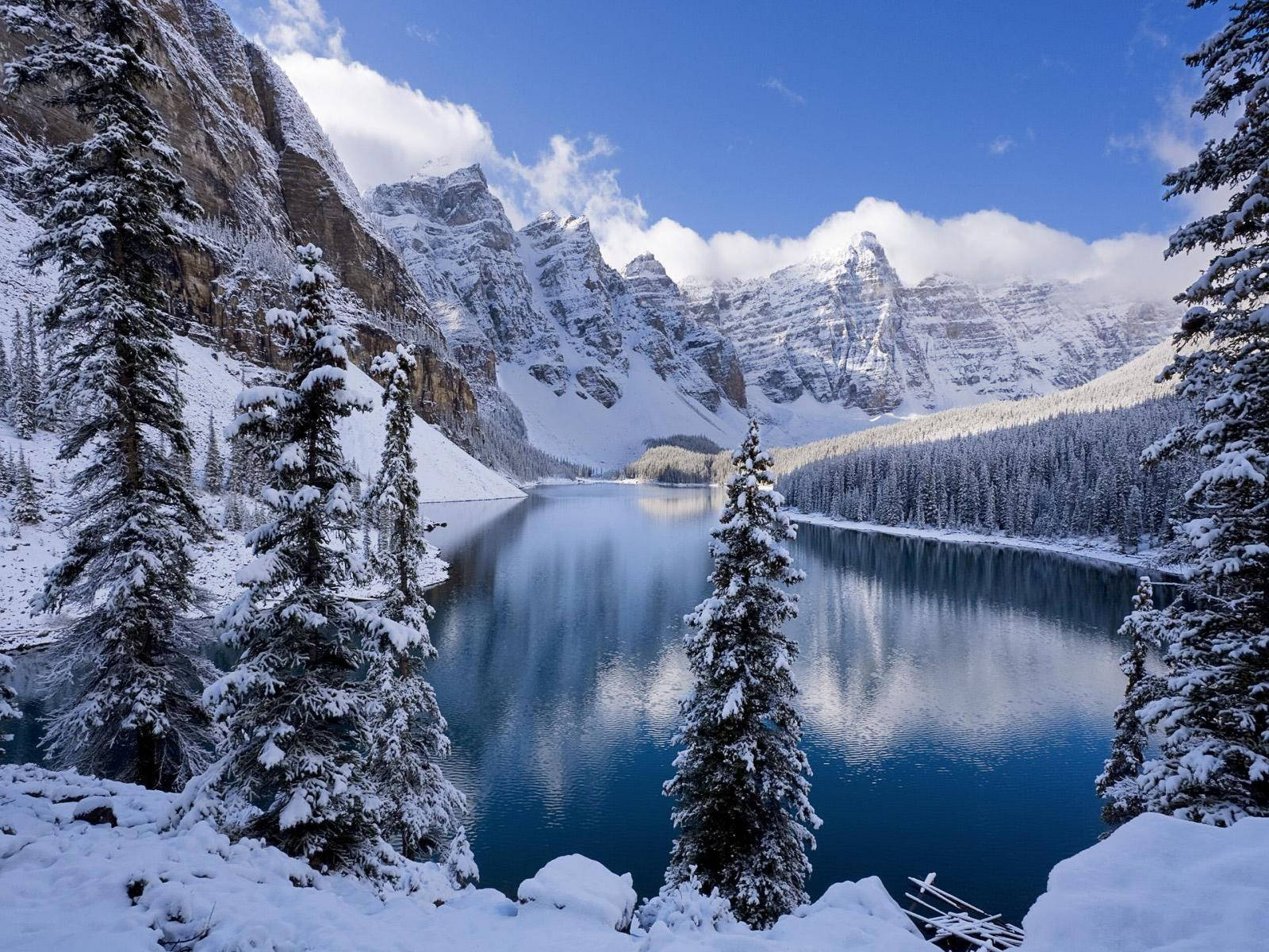 Snow Desktop Lake And Mountains Wallpaper