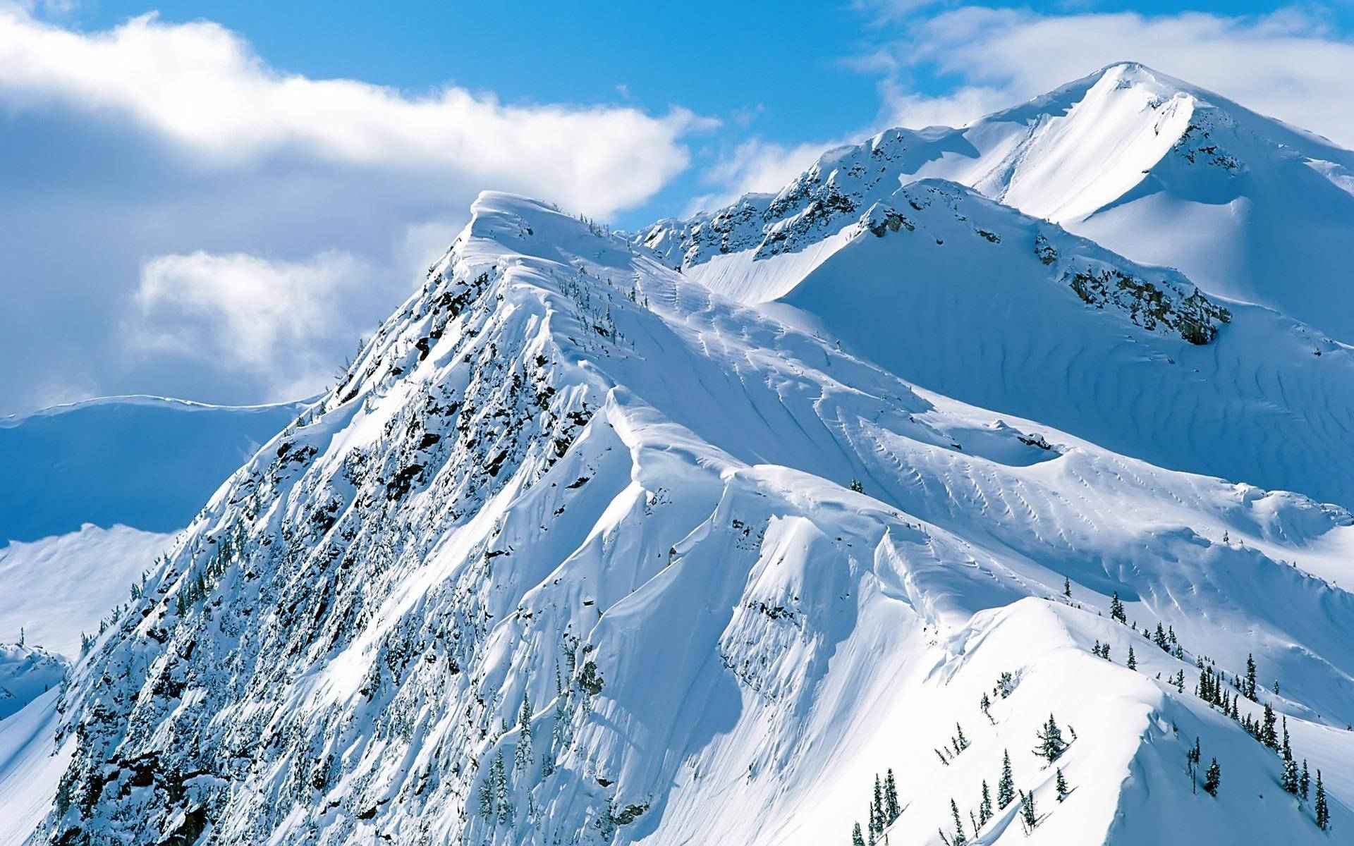 Snow Mountain Aerial Shot Landscape Wallpaper
