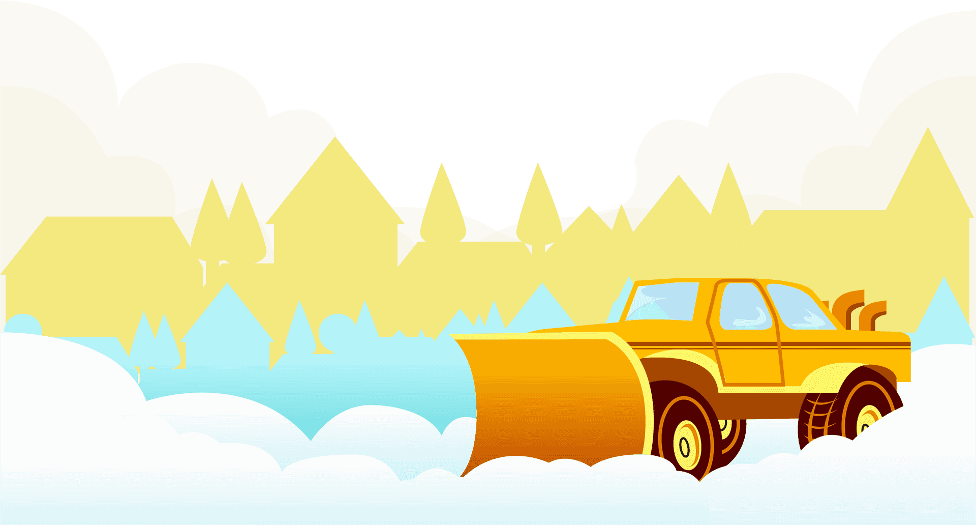 Snow Plow Truck Cartoon Illustration PNG