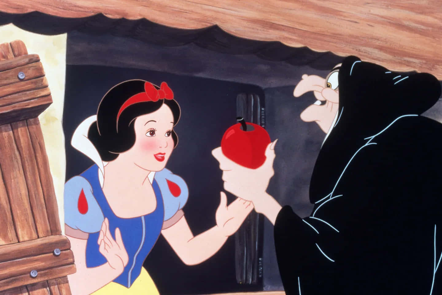 Snow White And The Seven Dwarfs With Witch Wallpaper