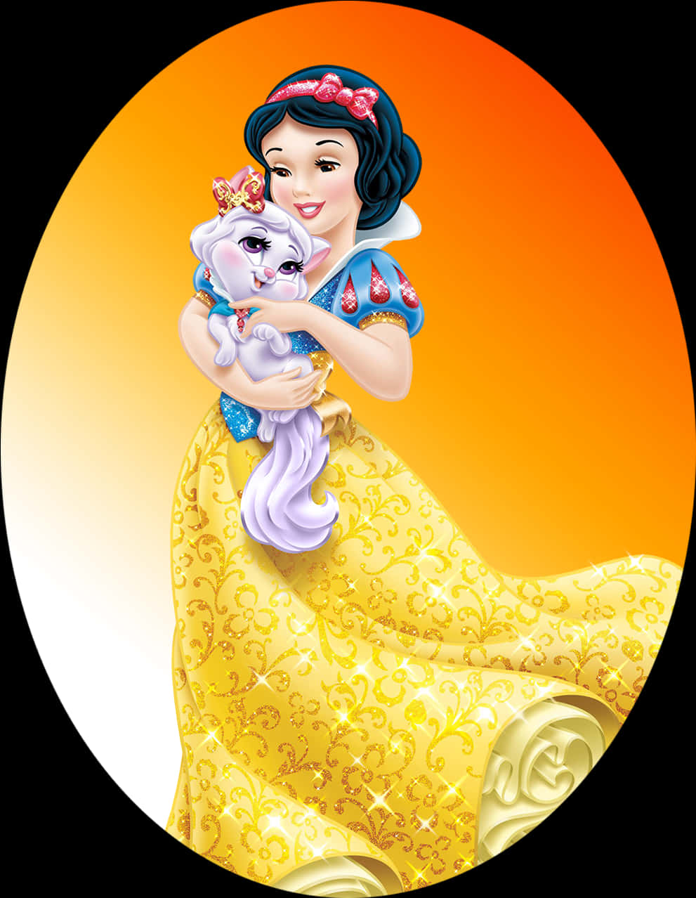 Snow White Holding Cute Pet PNG